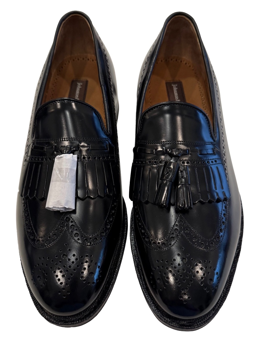 Johnston & Murphy Men’s Black Leather Kiltie Tassel Wingtip Loafers Sz 10.5 NEW!